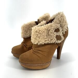 UGG Georgette Boots Leather Sheepskin High Heel Ankle Booties Women’s Size 6